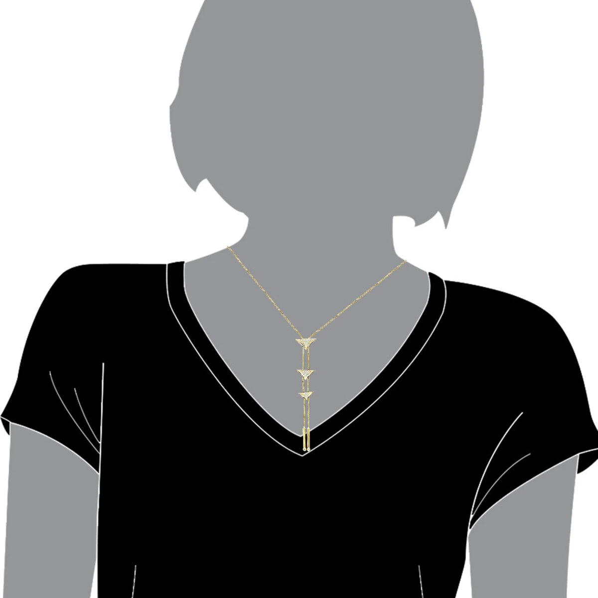 14K White Gold Diamond Triangle Necklace For Women Adjustable By LUXURMAN 0.25ct 8 14K White Gold Diamond Triangle Necklace For Women Adjustable By LUXURMAN 0.25ct - Image 8