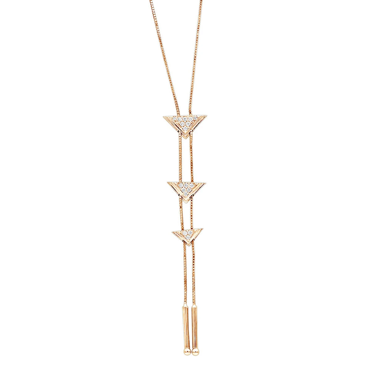 14K White Gold Diamond Triangle Necklace For Women Adjustable By LUXURMAN 0.25ct 3 14K White Gold Diamond Triangle Necklace For Women Adjustable By LUXURMAN 0.25ct - Image 3