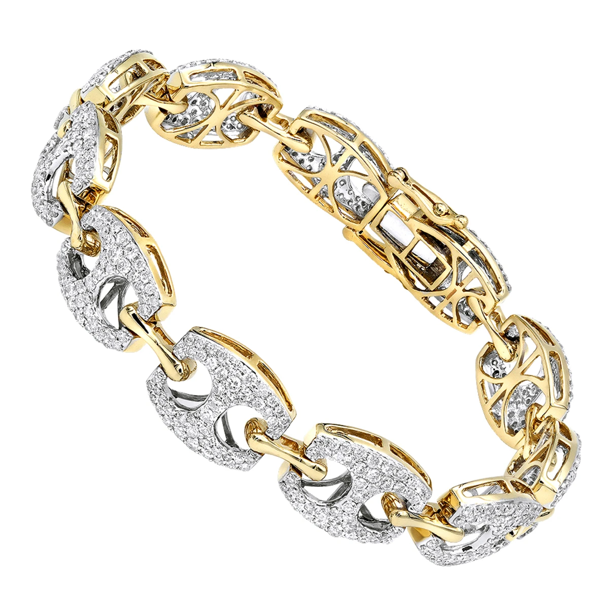 14K Yellow Gold Gucci Link Diamond Bracelet For Ladies 5 Carat By LUXURMAN 1 14K Yellow Gold Gucci Link Diamond Bracelet For Ladies 5 Carat By LUXURMAN