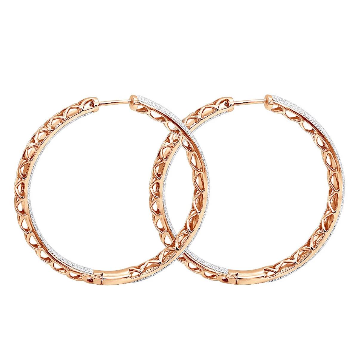 14K White Gold Large Diamond Hoop Earrings 3.5ct Inside Out Pave Setting 6 14K White Gold Large Diamond Hoop Earrings 3.5ct Inside Out Pave Setting - Image 6