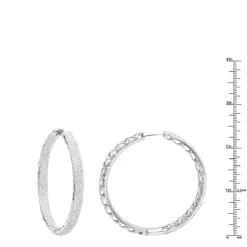 14K White Gold Large Diamond Hoop Earrings 3.5ct Inside Out Pave Setting 15 14K White Gold Large Diamond Hoop Earrings 3.5ct Inside Out Pave Setting -The King Of Accessories jewelry 14k gold large diamond hoop earrings 35ct inside out pave setting rulerwh