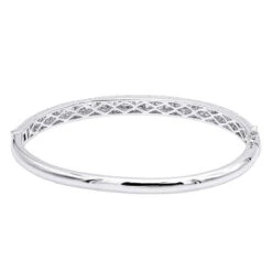 14K White Gold Pave Diamond Bangle Bracelet For Women 4.75ct By LUXURMAN -The King Of Accessories jewelry 14k gold pave diamond bangle bracelet for women 475ct by luxurman backwh