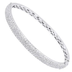 The King Of Accessories 33 14K White Gold Pave Diamond Bangle Bracelet For Women 4.75ct By LUXURMAN