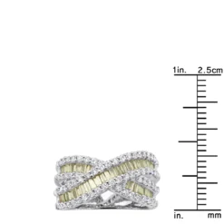 14K White Gold White Yellow Diamond Statement Criss Cross Ring For Women 2 Carats 15 14K White Gold White Yellow Diamond Statement Criss Cross Ring For Women 2 Carats -The King Of Accessories jewelry 14k gold white yellow diamond statement criss cross ring for women 2 carats rulerwh