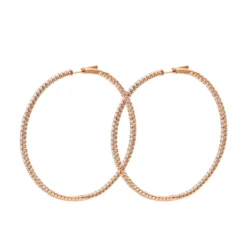 2.5 Inch Inside Out Diamond Hoop Earrings For Women 5 Carat VS Diamonds 14K Yellow Gold -The King Of Accessories jewelry 25 inch inside out diamond hoop earrings for women 5 carat vs diamonds 14k gold 001285 backro