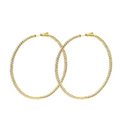 2.5 Inch Inside Out Diamond Hoop Earrings For Women 5 Carat VS Diamonds 14K Yellow Gold -The King Of Accessories jewelry 25 inch inside out diamond hoop earrings for women 5 carat vs diamonds 14k gold 001285 backye