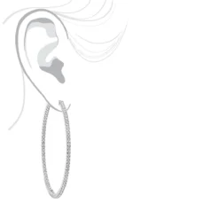 2.5 Inch Inside Out Diamond Hoop Earrings For Women 5 Carat VS Diamonds 14K Yellow Gold -The King Of Accessories jewelry 25 inch inside out diamond hoop earrings for women 5 carat vs diamonds 14k gold 001285 bodwh