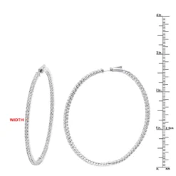2.5 Inch Inside Out Diamond Hoop Earrings For Women 5 Carat VS Diamonds 14K Yellow Gold -The King Of Accessories jewelry 25 inch inside out diamond hoop earrings for women 5 carat vs diamonds 14k gold 001285 rulerwh 1