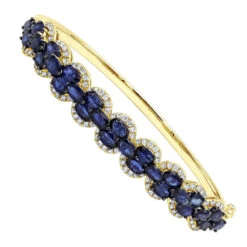 The King Of Accessories -The King Of Accessories jewelry blue sapphire and diamond bangle bracelet for women 14k gold 95ct luxurman ye