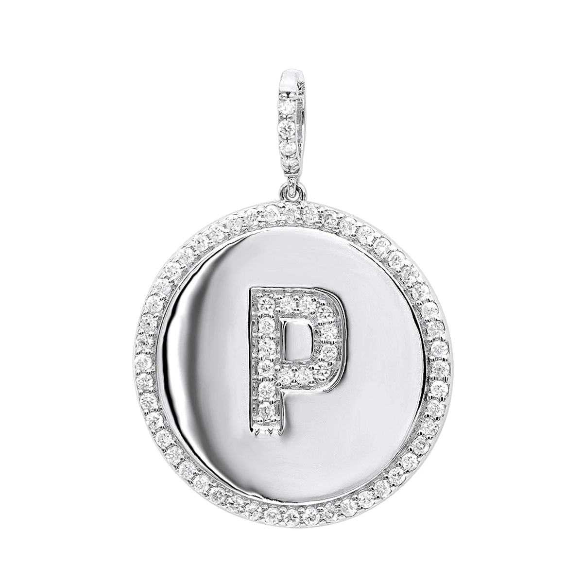 Customizable 14K Yellow Gold Diamond Circle Alphabet Pendant For Women 0.7ct Medallion 2 Customizable 14K Yellow Gold Diamond Circle Alphabet Pendant For Women 0.7ct Medallion - Image 2