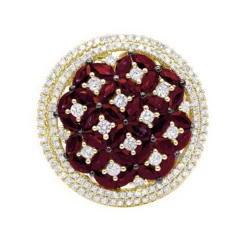 Unique Halo Circle Diamond Right Hand Ring For Women With Rubies 14K Rose Gold -The King Of Accessories jewelry halo circle diamond right hand ring for woman with ruby 14k gold 26213 ye