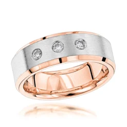 Luxurman 18K Yellow Gold Two Tone Diamond Wedding Band For Women & Men Comfort Fit 7 Luxurman 18K Yellow Gold Two Tone Diamond Wedding Band For Women & Men Comfort Fit -The King Of Accessories jewelry luxurman 18k gold two tone diamond wedding band for women men comfort fit ro