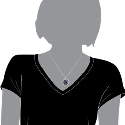 Royal Halo Round Shape Diamond Pendant For Women With Sapphires 14K White Gold -The King Of Accessories jewelry royal halo round shape diamond pendant for women with sapphires 14k gold bodwh 1