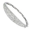 Unique 14K White Gold Baguette & Round Diamond Bangle Bracelet For Women 3 Carat