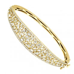 The King Of Accessories -The King Of Accessories jewelry unique 14k gold baguette round diamond bangle bracelet for women 3 carat ye 2