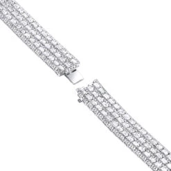 Unique 18K White Gold Round & Baguette Diamond Tennis Bracelet For Men & Women -The King Of Accessories jewelry unique 18k gold round baguette diamond tennis bracelet for men women backwh