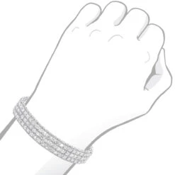 Unique 18K White Gold Round & Baguette Diamond Tennis Bracelet For Men & Women -The King Of Accessories jewelry unique 18k gold round baguette diamond tennis bracelet for men women bodwh