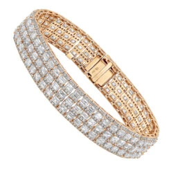 Unique 18K White Gold Round & Baguette Diamond Tennis Bracelet For Men & Women -The King Of Accessories jewelry unique 18k gold round baguette diamond tennis bracelet for men women ro