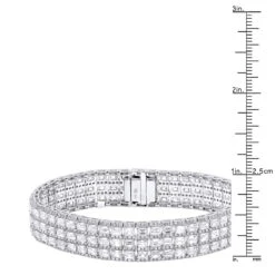 Unique 18K White Gold Round & Baguette Diamond Tennis Bracelet For Men & Women -The King Of Accessories jewelry unique 18k gold round baguette diamond tennis bracelet for men women rulerwh