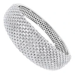 Unique Designer Diamond Bangle Bracelet For Women 12ct 14K White Gold