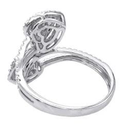 Unique Two Hearts Diamond Ring For Women 0.8CT 14K White Gold By Luxurman -The King Of Accessories jewelry unique two hearts diamond ring for women 08ct 14k gold by luxurman backwh 1