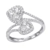 Unique Two Hearts Diamond Ring For Women 0.8CT 14K White Gold By Luxurman