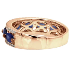 Unique 3.5 Carat Diamond & Blue Sapphire 14K White Gold Band For Women -The King Of Accessories jewelry unique womens rings diamond blue sapphire band in 14k gold 35 carat backro