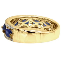 Unique 3.5 Carat Diamond & Blue Sapphire 14K White Gold Band For Women -The King Of Accessories jewelry unique womens rings diamond blue sapphire band in 14k gold 35 carat backye