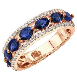 Unique 3.5 Carat Diamond & Blue Sapphire 14K White Gold Band For Women -The King Of Accessories jewelry unique womens rings diamond blue sapphire band in 14k gold 35 carat ro