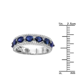 Unique 3.5 Carat Diamond & Blue Sapphire 14K White Gold Band For Women -The King Of Accessories jewelry unique womens rings diamond blue sapphire band in 14k gold 35 carat rulerwh