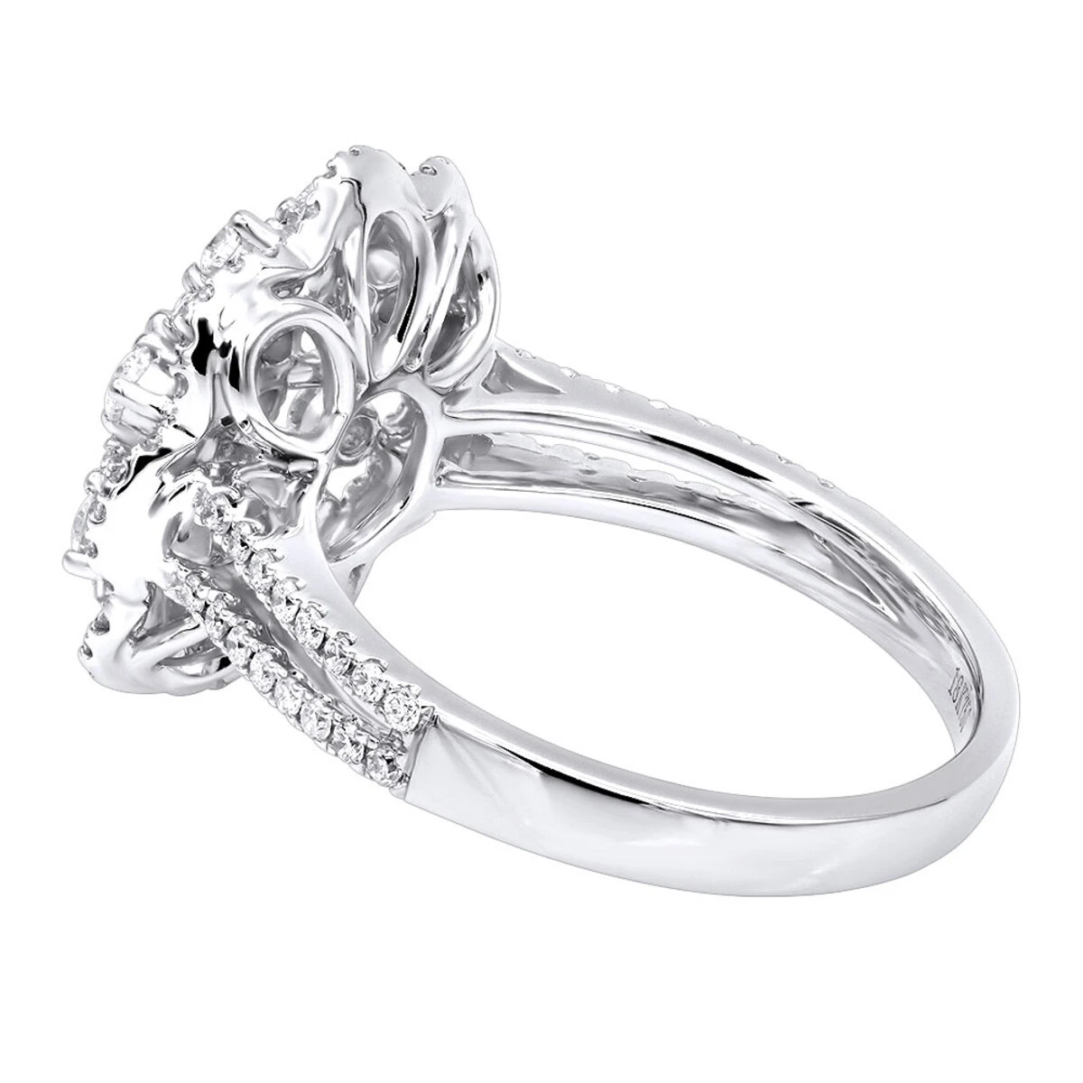 Vintage 18K White Gold Flower Cluster Diamond Ring For Women 1.25ct By Luxurman 4 Vintage 18K White Gold Flower Cluster Diamond Ring For Women 1.25ct By Luxurman - Image 4