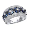 Women's Designer Cocktail Ring 2.2Ct Diamond And Sapphire Band 14K White Gold