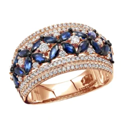 Women's Designer Cocktail Ring 2.2Ct Diamond And Sapphire Band 14K White Gold 8 Women's Designer Cocktail Ring 2.2Ct Diamond And Sapphire Band 14K White Gold -The King Of Accessories jewelry womens designer cocktail ring 22ct diamond and sapphire band 14k gold ro