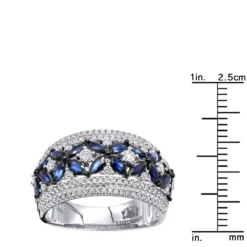 Women's Designer Cocktail Ring 2.2Ct Diamond And Sapphire Band 14K White Gold 11 Women's Designer Cocktail Ring 2.2Ct Diamond And Sapphire Band 14K White Gold -The King Of Accessories jewelry womens designer cocktail ring 22ct diamond and sapphire band 14k gold rulerwh