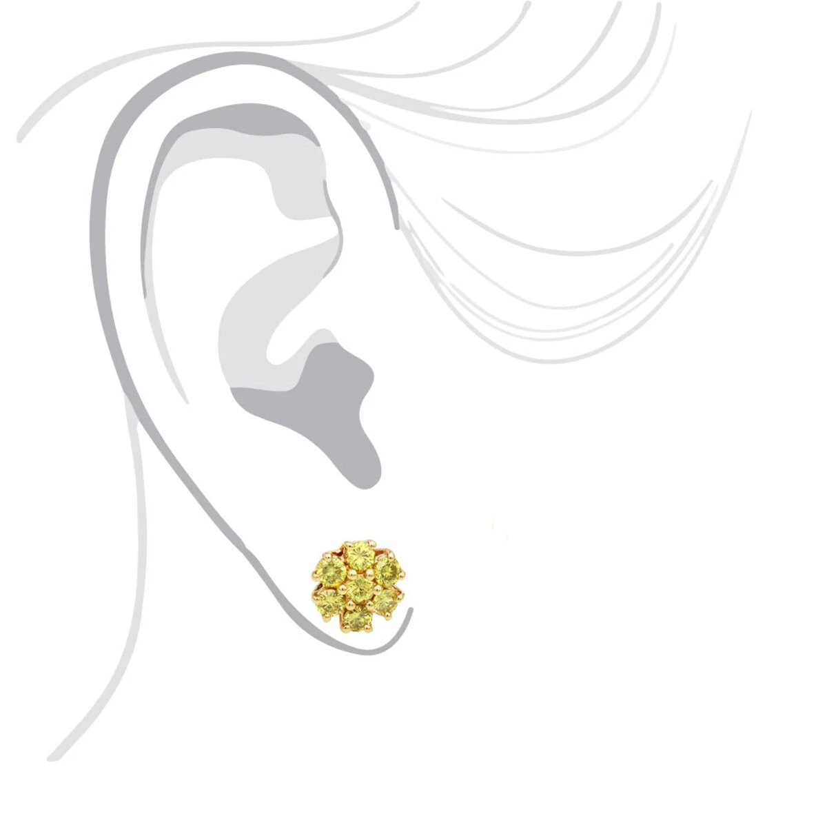 Women's Or Men's 1.5 Carat Yellow Diamonds Cluster Stud Earrings 14K Yellow Gold 4 Women's Or Men's 1.5 Carat Yellow Diamonds Cluster Stud Earrings 14K Yellow Gold - Image 4