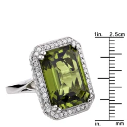 Ladies 14K White Gold Peridot Quartz Gemstone Diamond Cocktail Ring 1.75ct 15 Ladies 14K White Gold Peridot Quartz Gemstone Diamond Cocktail Ring 1.75ct -The King Of Accessories ladies 14k gold peridot quartz gemstone diamond cocktail ring 175ct ruler white