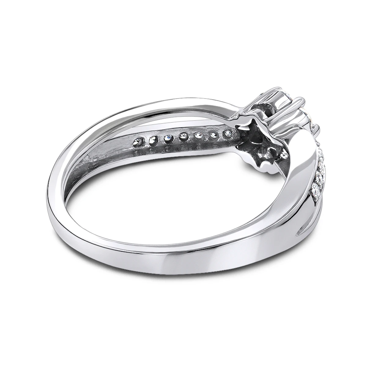 14K White Gold & Diamond Flower Engagement Ring 0.4ct 4 14K White Gold & Diamond Flower Engagement Ring 0.4ct - Image 4