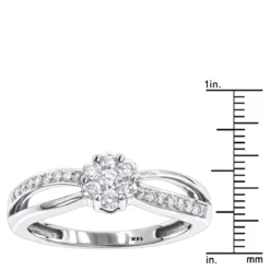 14K White Gold & Diamond Flower Engagement Ring 0.4ct 11 14K White Gold & Diamond Flower Engagement Ring 0.4ct -The King Of Accessories ladies 14k white gold diamond flower ring 042ct p 6511 rulerwh
