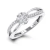 14K White Gold & Diamond Flower Engagement Ring 0.4ct