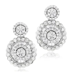 Ladies 18K White Gold Designer Diamond Earrings 1.78ct