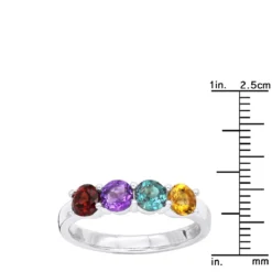 Ladies Birthstone Custom Made 14K White Gold Cocktail Ring With Gemstones -The King Of Accessories ladies birthstone jewelry custom made 14k gold cocktail ring with gemstones 018039 rulerwh 20210911