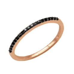 Ultra Thin Ladies Black Diamond Band Stackable 0.3ct 14K White Gold -The King Of Accessories ladies black diamond band stackable 03ct 14k gold ro