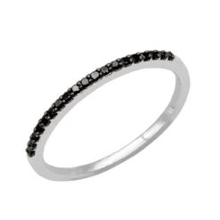 Ultra Thin Ladies Black Diamond Band Stackable 0.3ct 14K White Gold
