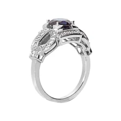 Ladies Blue Sapphire And Diamond Ring 14K White Gold 0.34ctd 1.00cts -The King Of Accessories ladies blue sapphire and diamond ring 14k 034ctd 100cts p 29444 back white