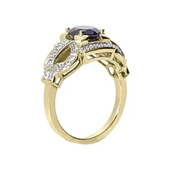 Ladies Blue Sapphire And Diamond Ring 14K White Gold 0.34ctd 1.00cts -The King Of Accessories ladies blue sapphire and diamond ring 14k 034ctd 100cts p 29444 back yellow