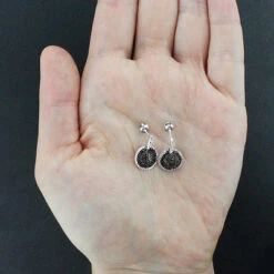 The King Of Accessories -The King Of Accessories ladies circle earrings with black and white diamonds 060ct 14k gold 2