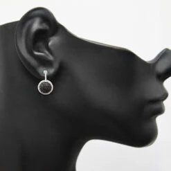 Ladies Circle Earrings With Black And White Diamonds 0.60ct 14K White Gold -The King Of Accessories ladies circle earrings with black and white diamonds 060ct 14k gold 3