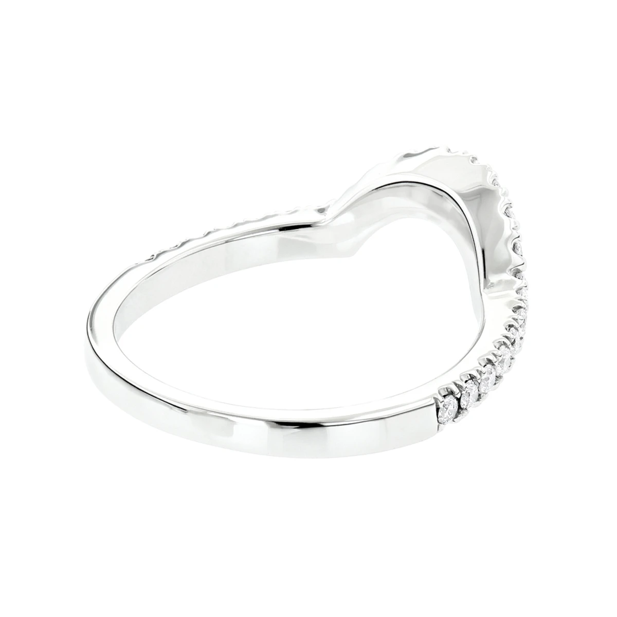Ladies Curved Diamond Wedding Band 14K White Gold 0.6ct 4 Ladies Curved Diamond Wedding Band 14K White Gold 0.6ct - Image 4