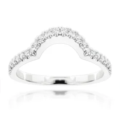 Ladies Curved Diamond Wedding Band 14K White Gold 0.6ct