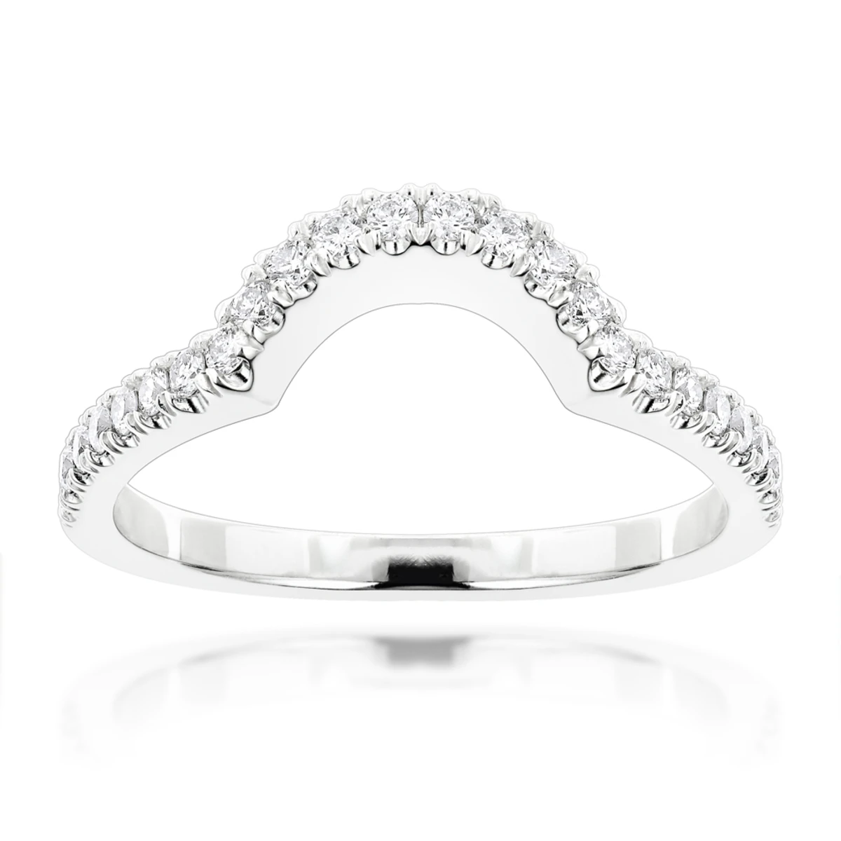 Ladies Curved Diamond Wedding Band 14K White Gold 0.6ct 1 Ladies Curved Diamond Wedding Band 14K White Gold 0.6ct